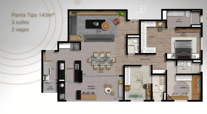 Planta 75 m²